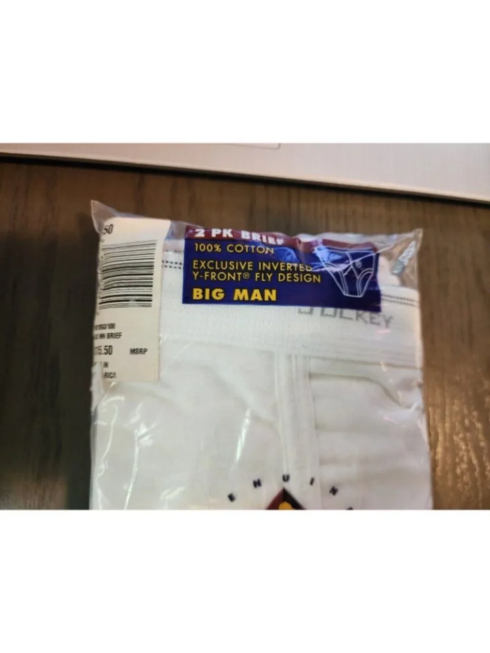 2000 Jockey Classic White Big Man Size 50 Y Front Fly Underwear Briefs 2 PACK